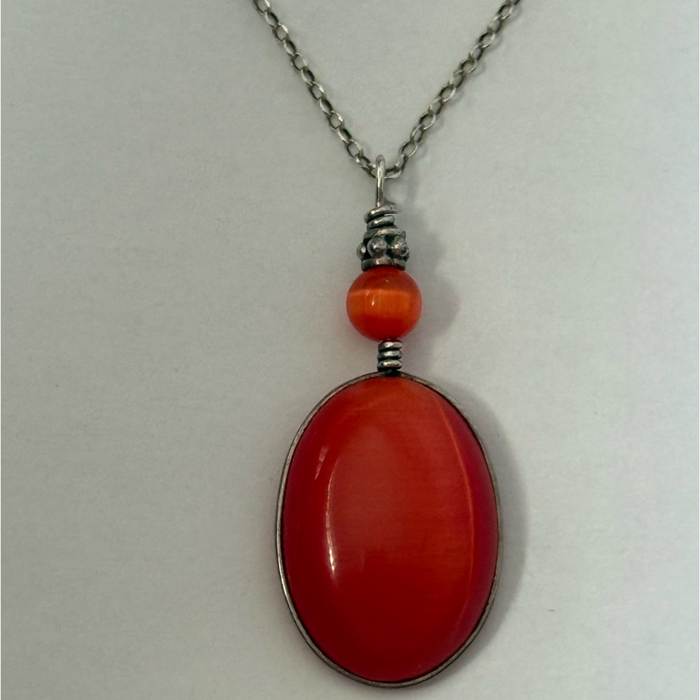 925 Silver necklace red stones - Picture 5 of 7